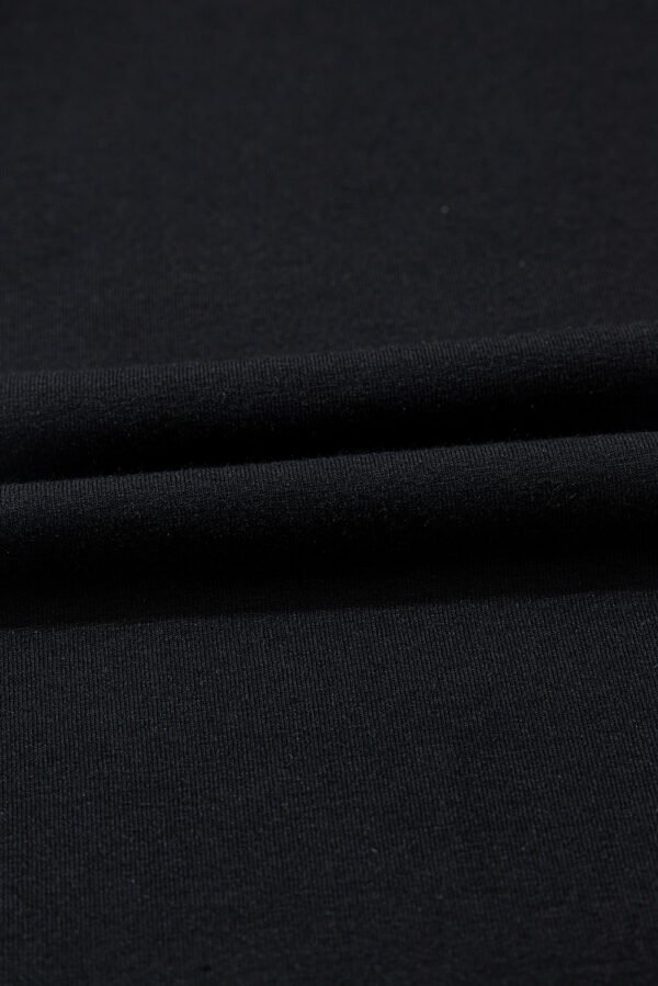 Black Color Contrast Collared V Neck Puff Sleeve Blouse