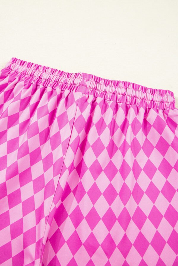 Pink Geometric Print Active Casual Shorts with Slits