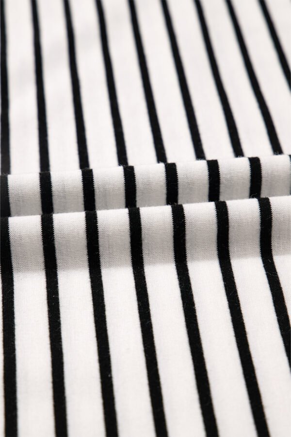Black Stripe V Neck Tee and Casual Short Set