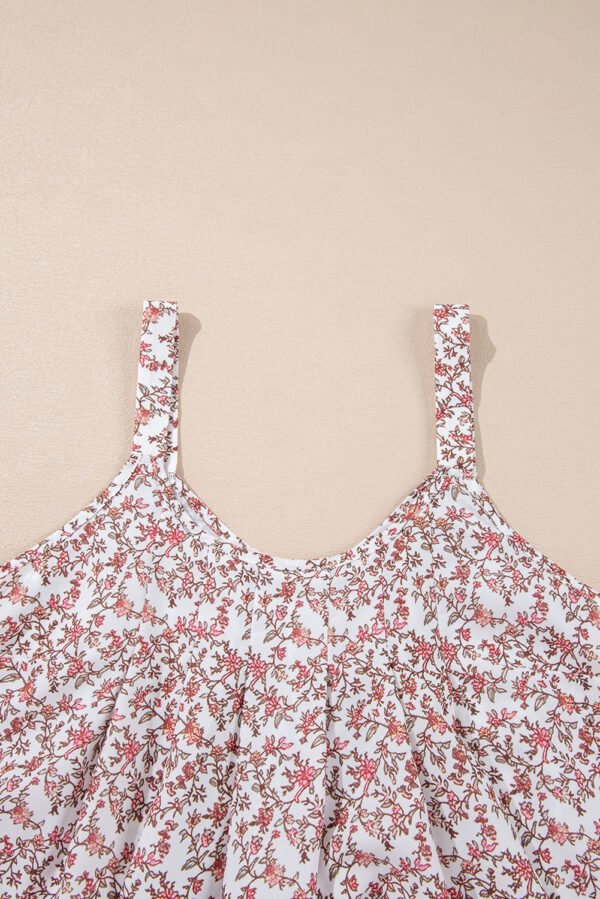 Pink Bohemian Floral Pleated U Neck Vest