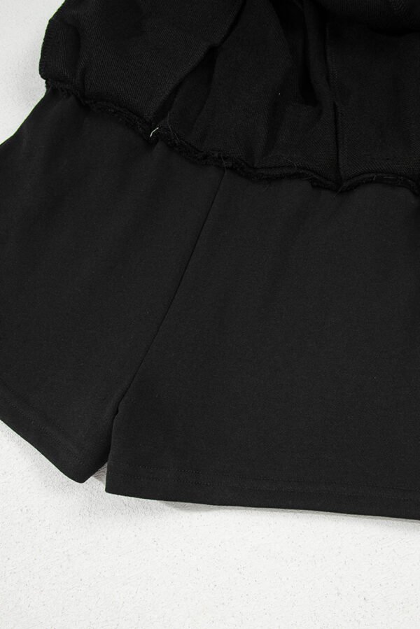 Black French Terry Drawstring Mini Skort with Pockets