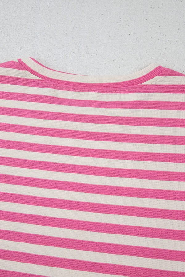 Rose Stripe Crew Neck T Shirt and Drawstring Shorts Set
