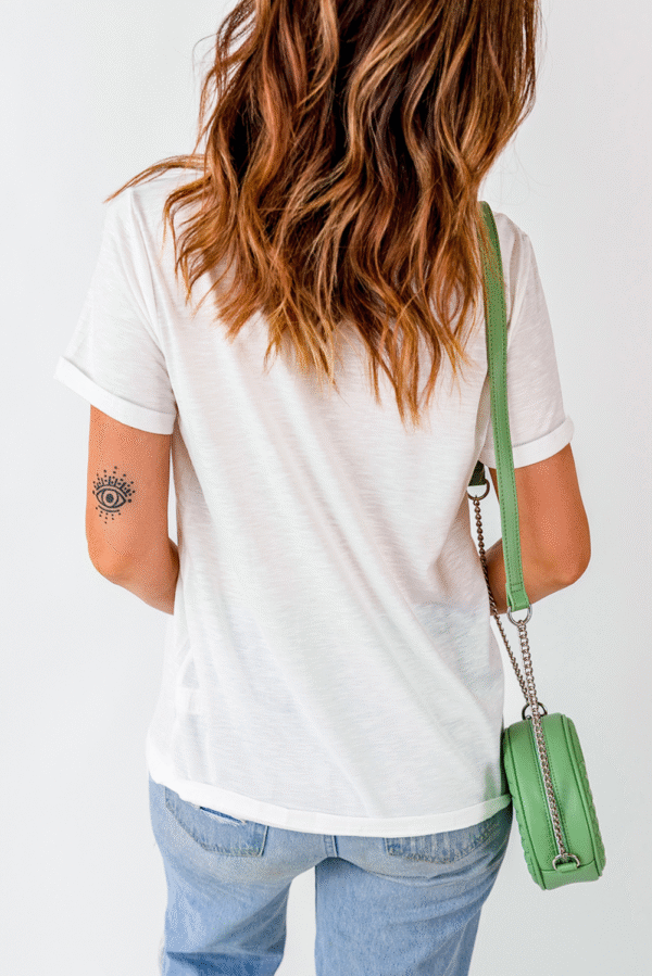 White mama Lettering Printed Crew Neck Tee