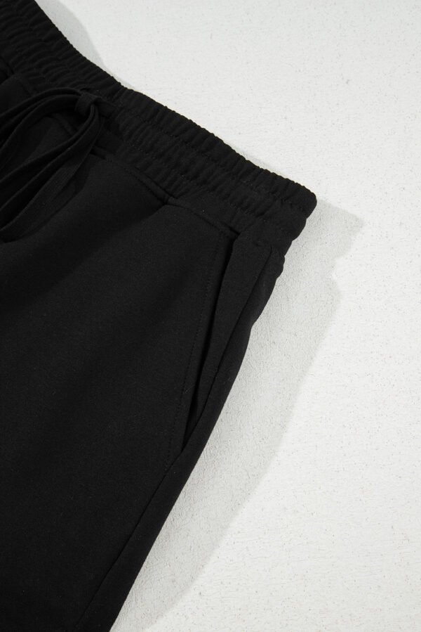 Black French Terry Drawstring Mini Skort with Pockets