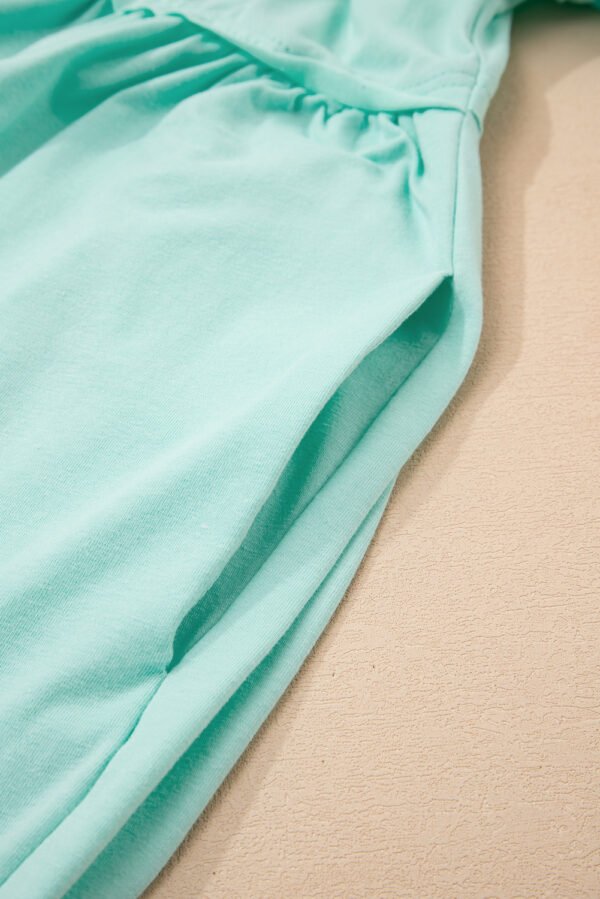Moonlight Jade Solid Color Pocketed Raw Edge Babydoll Dress