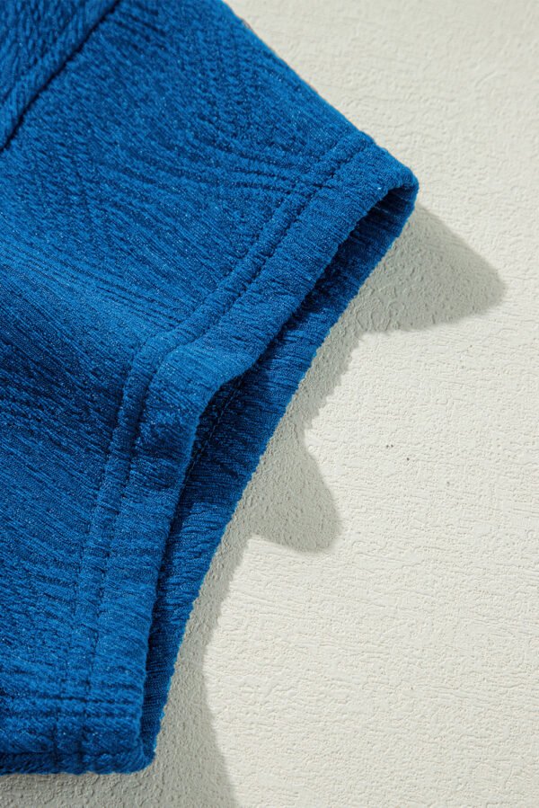 Bluing Solid Textured Crew Neck Short Set