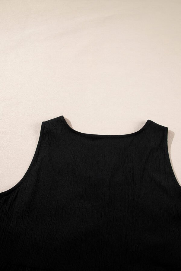 Black Plus Size Sleeveless Button Front Loose Jumpsuit