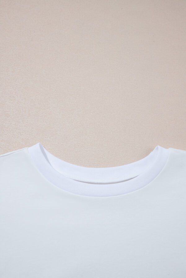 White Loose Half Sleeve Hi Low Hem T Shirt