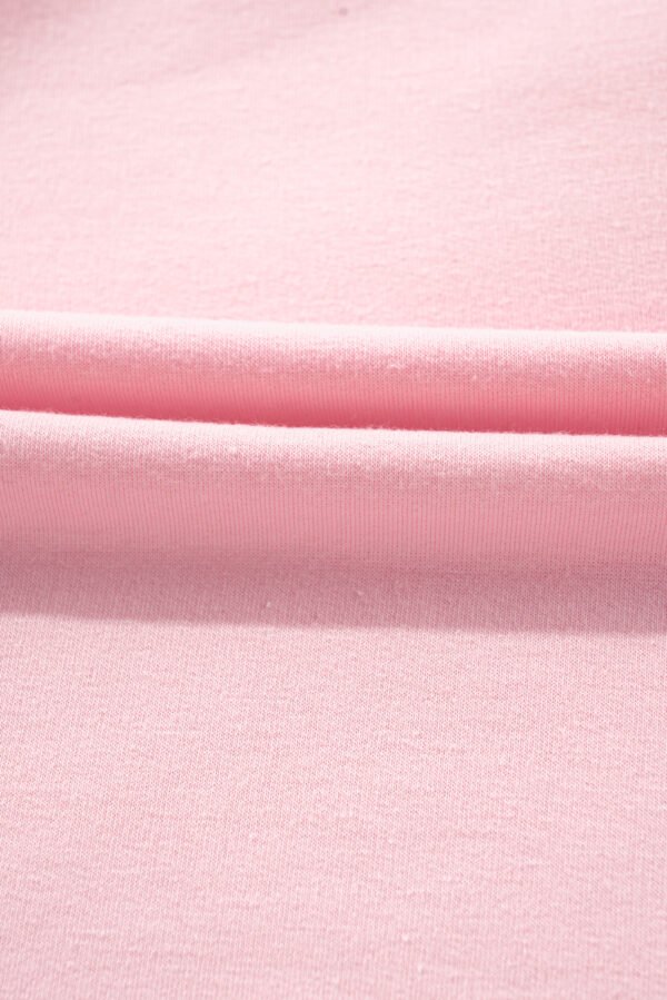 Gossamer Pink Color Block Half Buttoned Ruffled Short Sleeve T Shirt