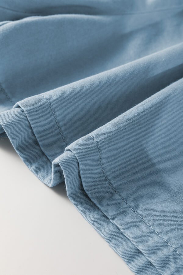 Beau Blue Washed Chambray Drawstring Elastic Waist Plus Size Shorts