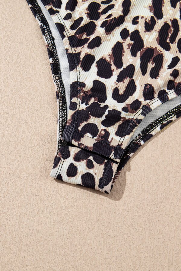 Brown Leopard Print U Neck Sleeveless Bodysuit