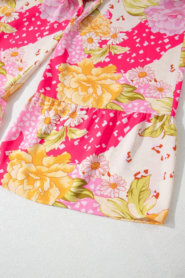 Multicolour Floral Print Ruffled High Waist Tube Top Loose Jumpsuit