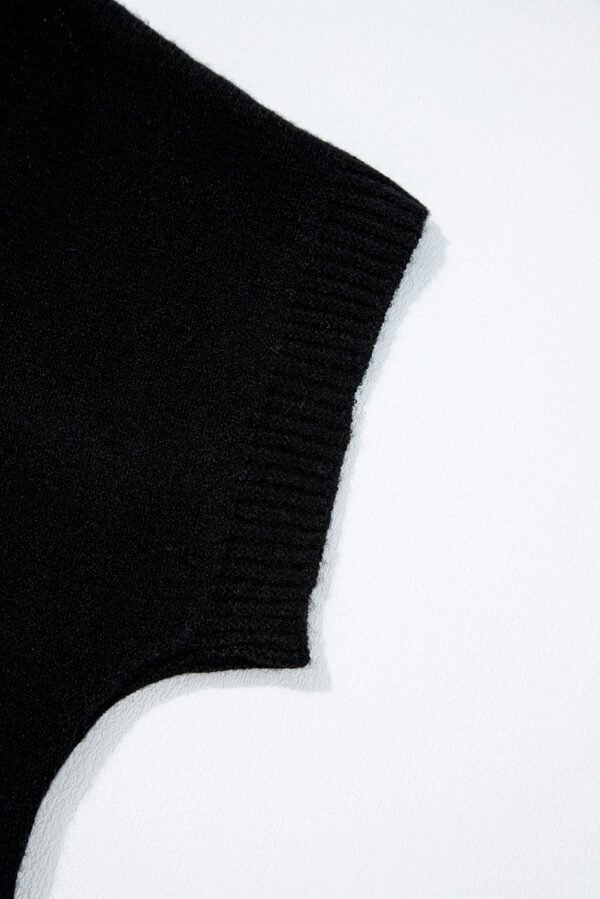 Black Bow Pattern Knit Short Sleeve Sweater