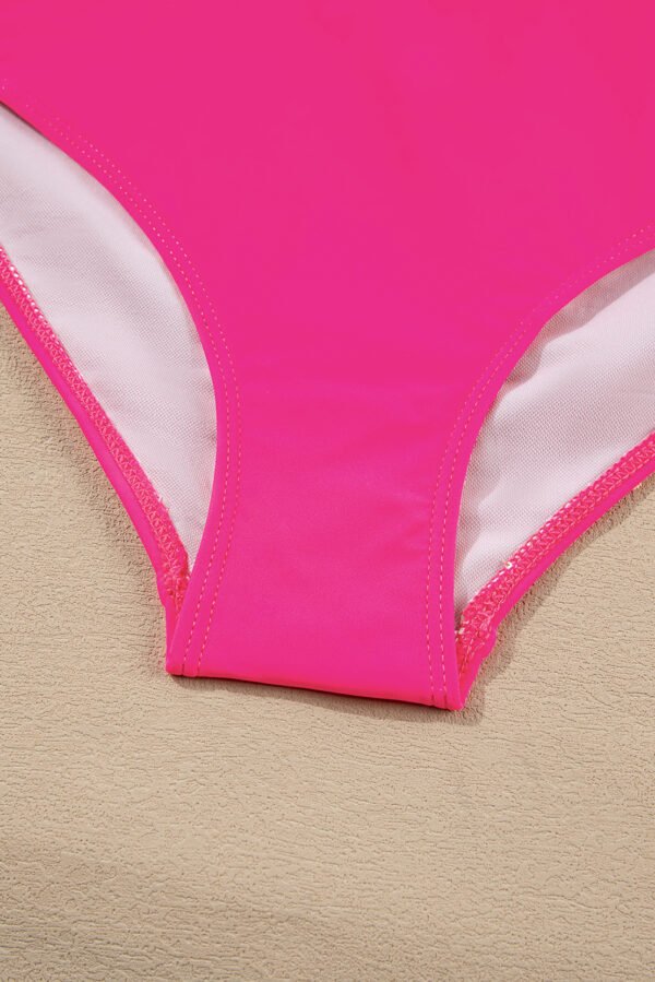 Rose Red Contrast Banding Tube Bikini High Waist 2pcs Swimsuit