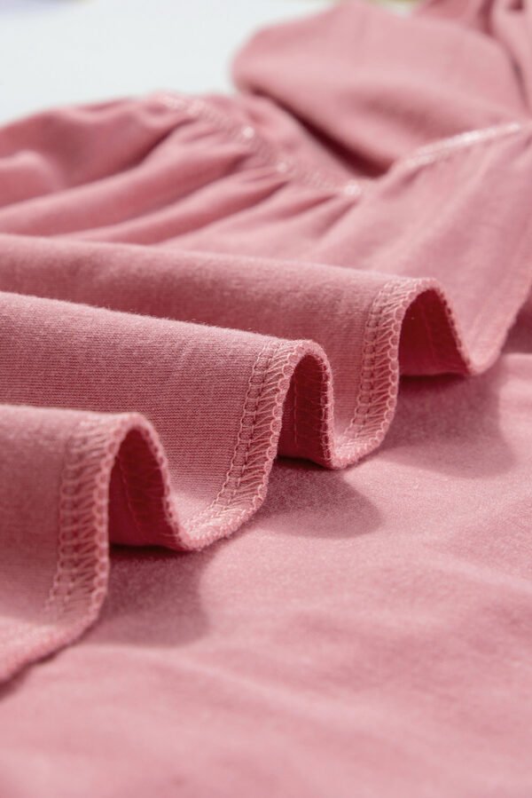 Rose Pink Textured V Neck Flutter Sleeve Ruffled Maxi Dress