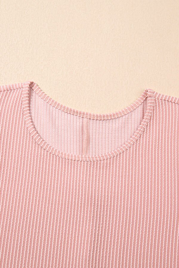 Blossom Corded Knit Crew Neck Puff Sleeve Shift Mini Dress