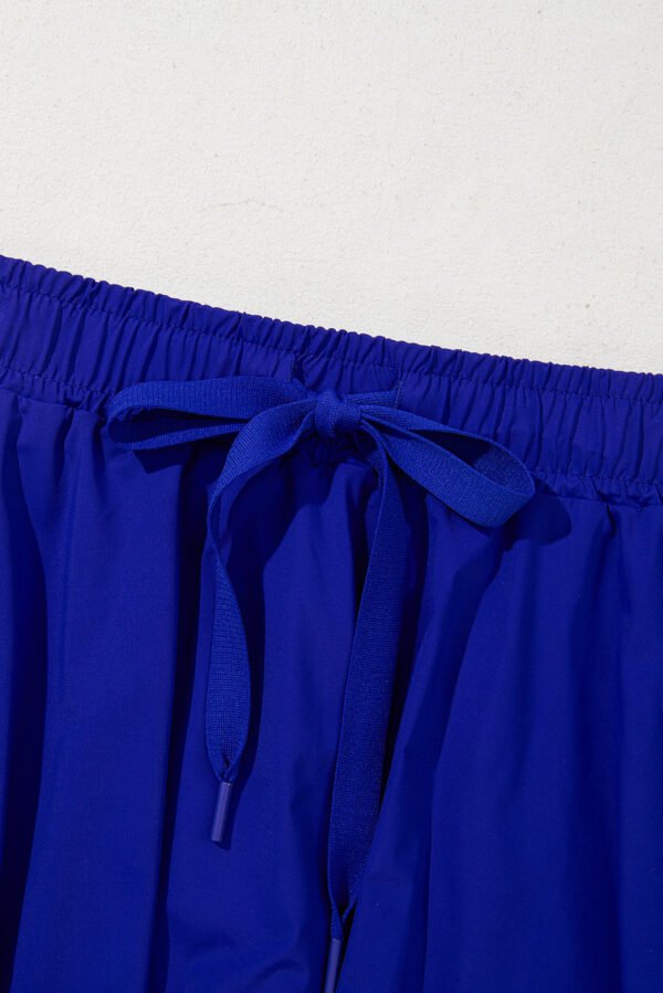 Dark Blue Drawstring High Waist Lined Tennis Skorts