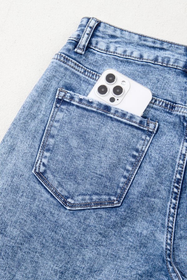 Ashleigh Blue Mineral Wash Bottom Cuff Distressed Wide Leg Jeans