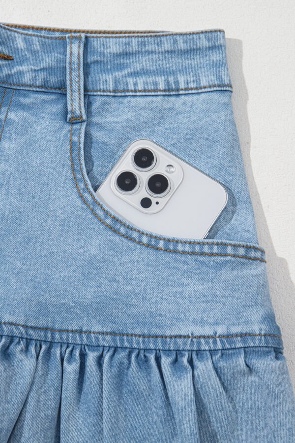 Myosotis Bubble Hem Denim Mini Skirt