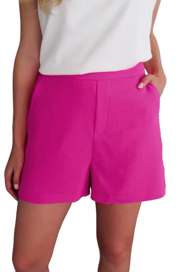 Sachet Pink Half Elastic Waist Casual Pocketed Shorts