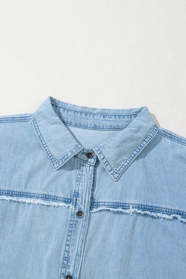 Ashleigh Blue Denim Collared Cap Sleeve Buttoned Front Plus Size Shirt Dress
