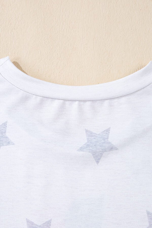 Khaki Patriotic Flag Bow Graphic Starry Round Neck T Shirt