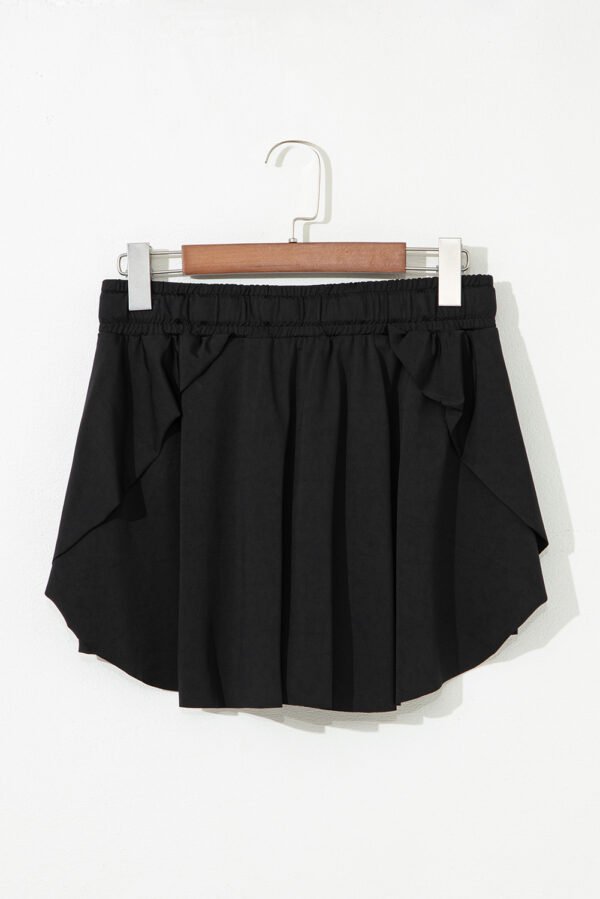 Black Drawstring High Waist Lined Tennis Skorts