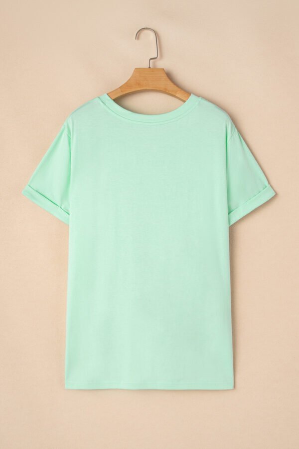 Iceland Blue Round Neck Rolled Sleeve Plus Size T-shirt