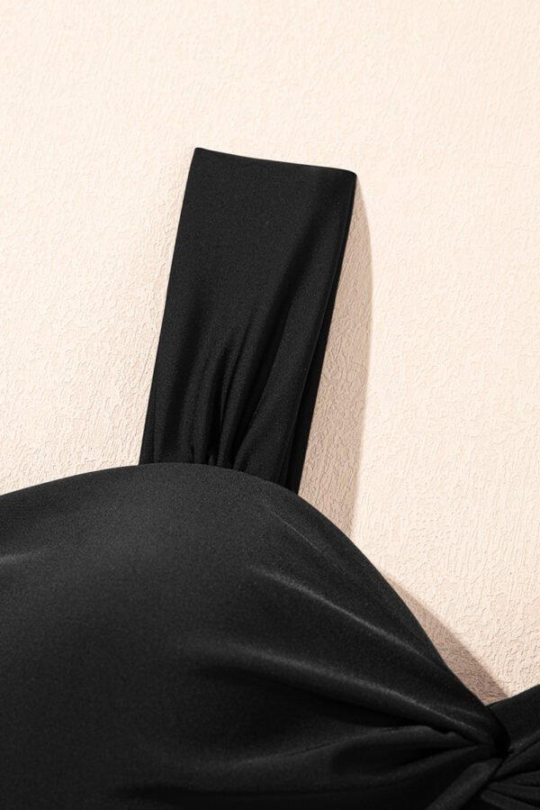 Black Cut out Twist Bowknot Backless One Piece Swimsuit