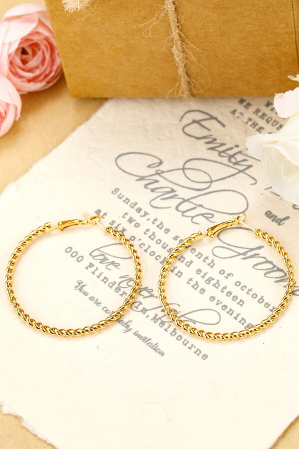 Gold Twisted Detail Plated Alloy Large Hoop Earrings