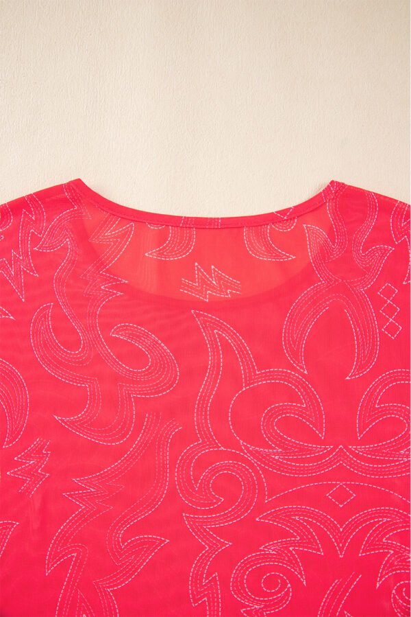Red Western Girls Mesh T Shirt