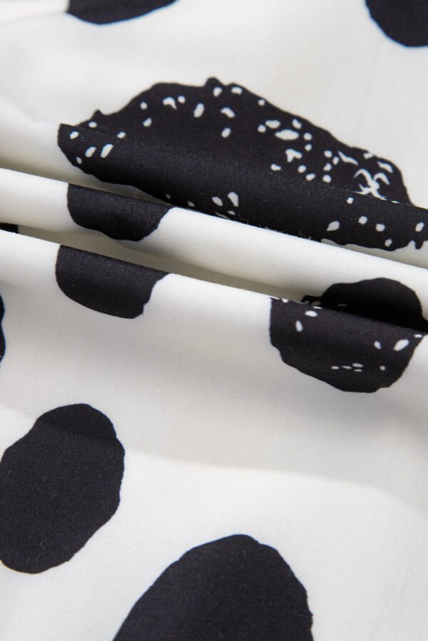 White Polka Dot Print Ruffled Sleeve Pocketed Plus Size Midi Dress