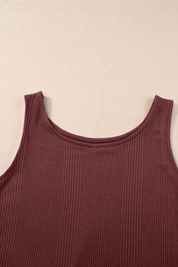 Red Dahlia Solid Color Ribbed Ruffle Tank Top and Pants Set