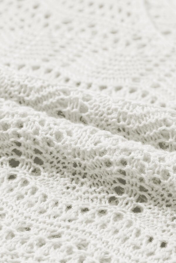 White V Neck Textured Hollow-out Sweater Vest