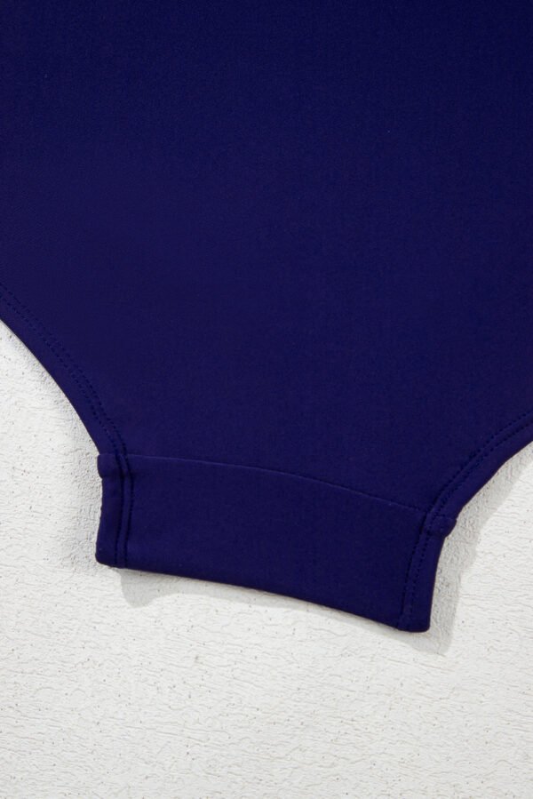 Navy Blue Embroidered Trim Wrap Tie Knot Plus Size High Waisted Bikini