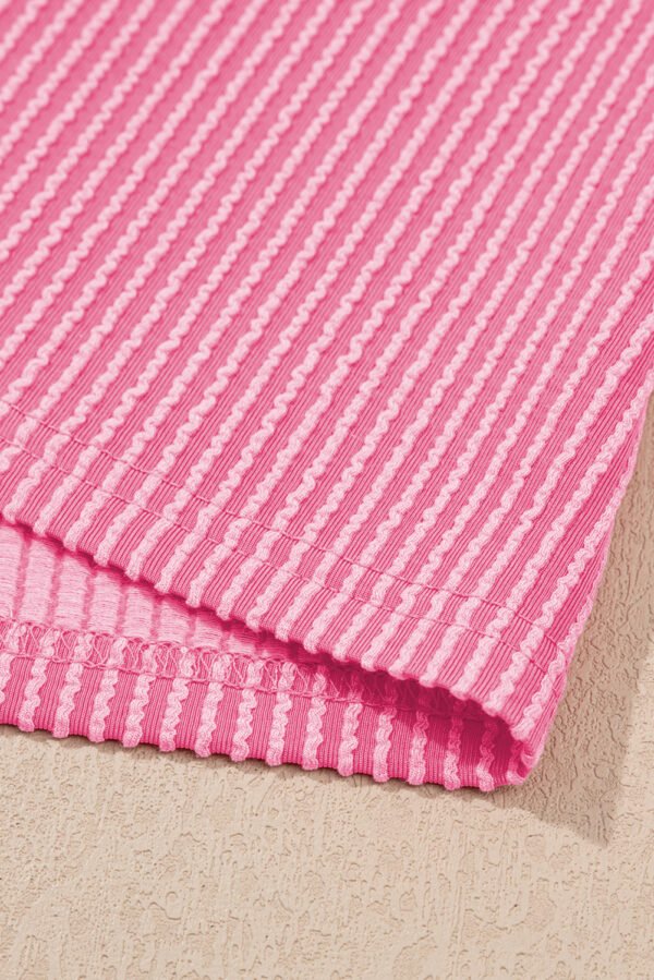 Sachet Pink 2-tone Colorblock Patchwork Corded 2pcs Outfit