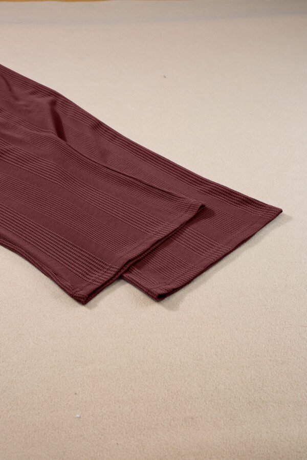Red Dahlia Solid Color Ribbed Ruffle Tank Top and Pants Set