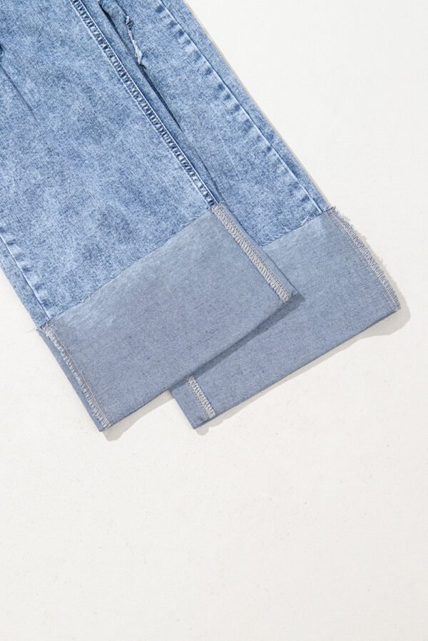 Ashleigh Blue Mineral Wash Bottom Cuff Distressed Wide Leg Jeans
