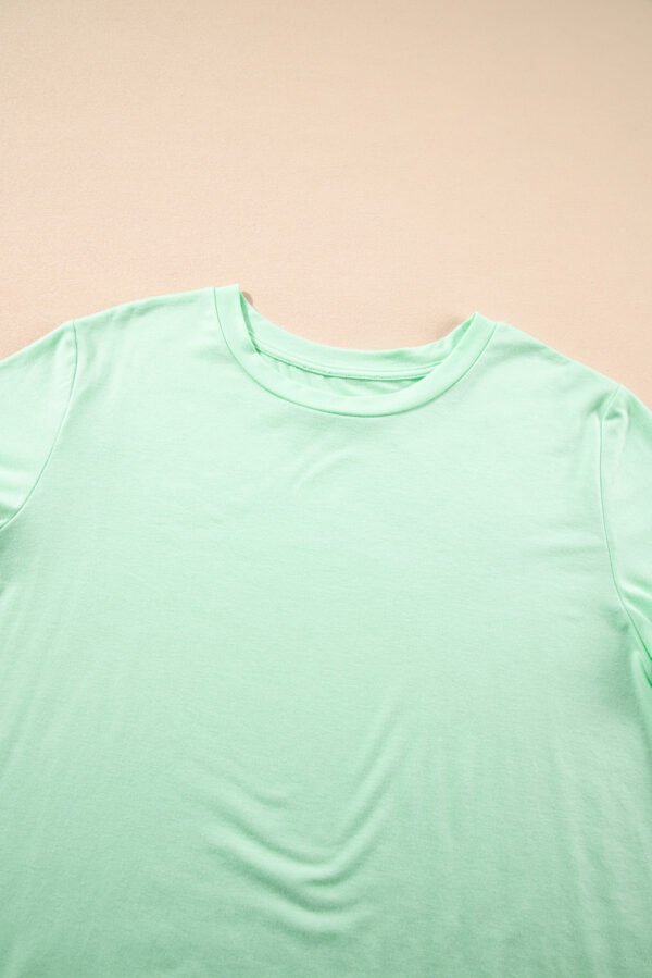 Iceland Blue Round Neck Rolled Sleeve Plus Size T-shirt