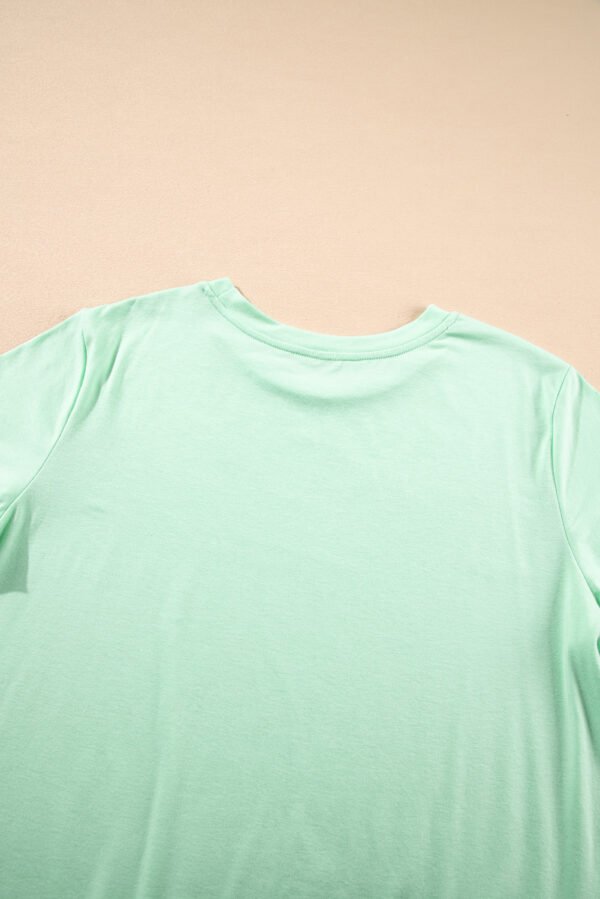 Iceland Blue Round Neck Rolled Sleeve Plus Size T-shirt