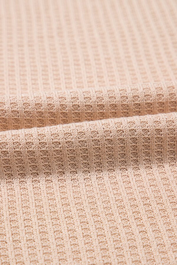 Light French Beige Cactus Forest Waffle Half Sleeve Tee Short Set