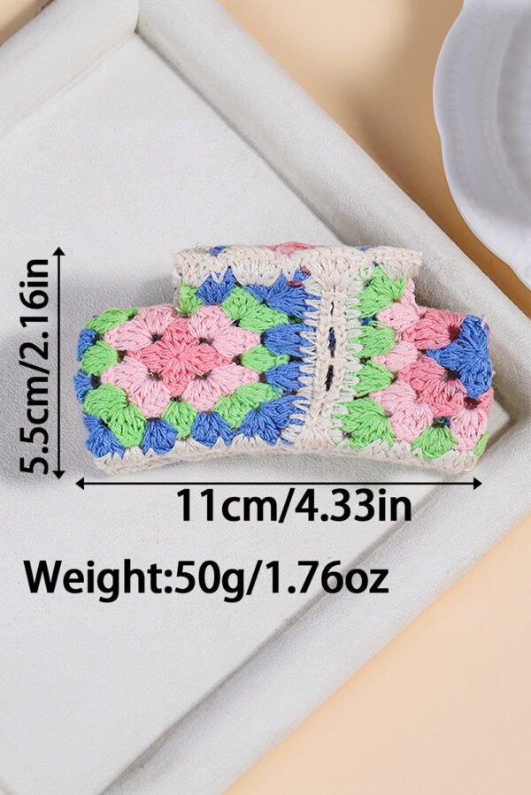 Dark Blue Flower Crochet Cover Hair Clawclip