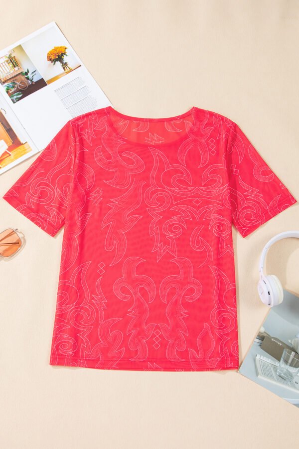 Red Western Girls Mesh T Shirt