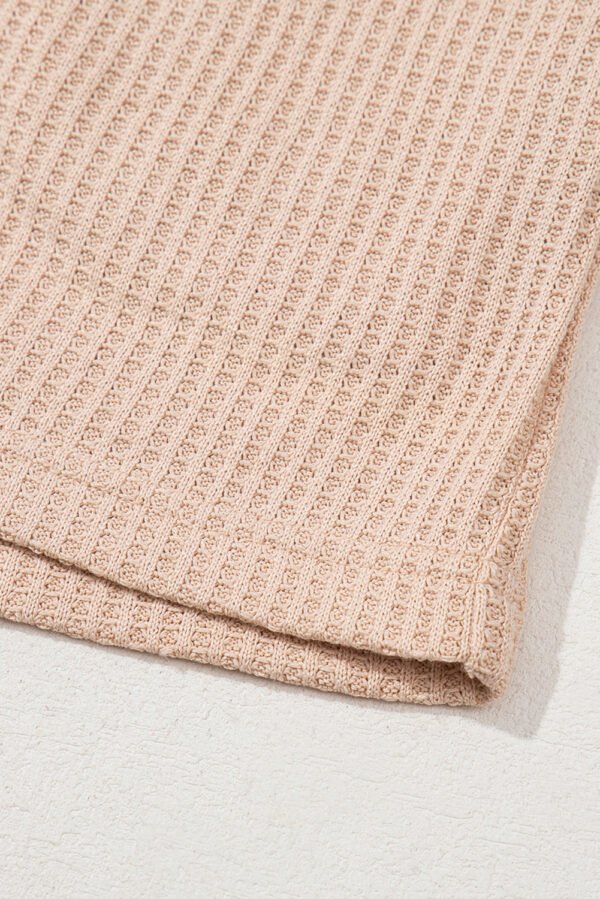Light French Beige Cactus Forest Waffle Half Sleeve Tee Short Set