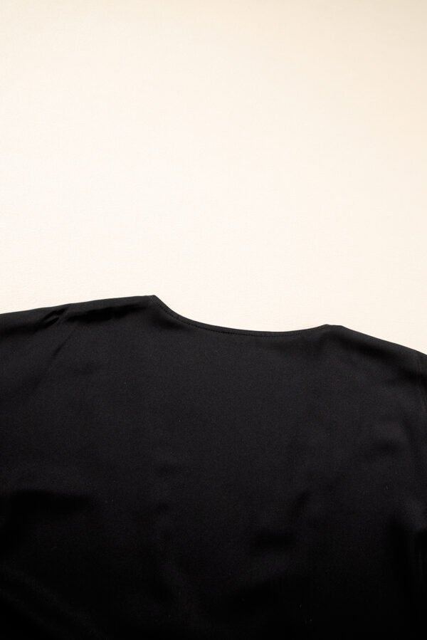 Black Plus Size Lace Splicing Button V Neck Short Sleeve Top