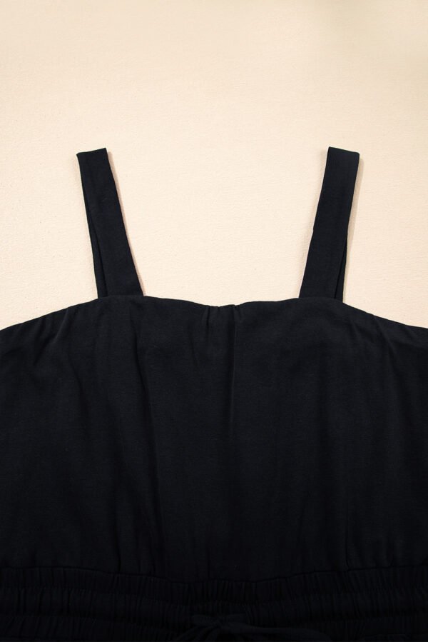 Black Drawstring Wide Leg Cargo Pockets Sleeveless Jumpsuit
