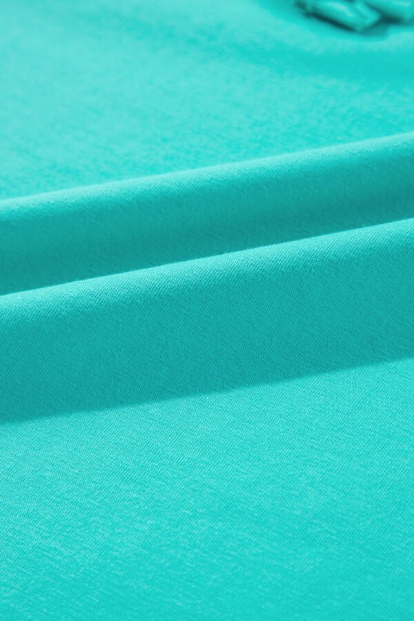 Mint Green Solid Color Half Sleeve Buttons Henley Top