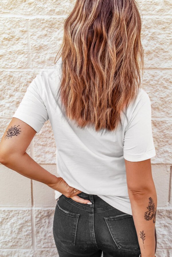 White USA Sequin Stars Patched Casual T Shirt