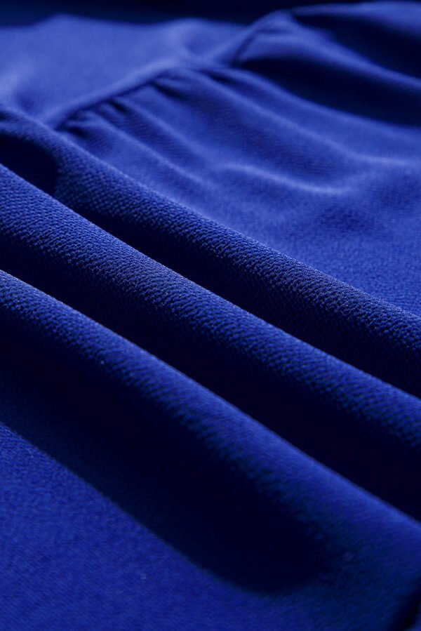 Bluing Ruffled Short Sleeve Collared V Neck Tiered Midi Dress