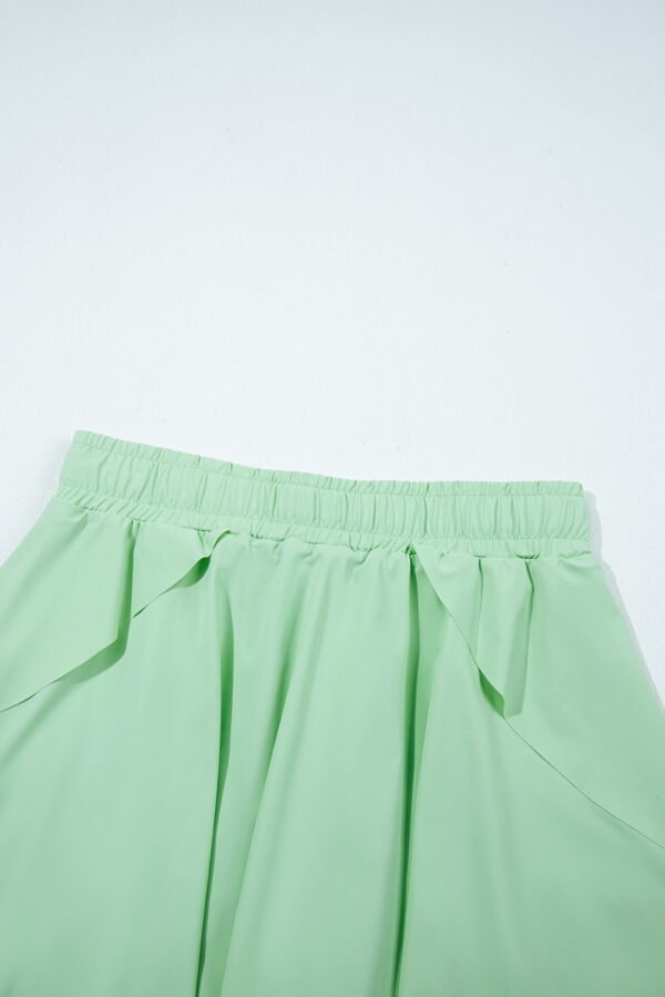 Light Green Drawstring High Waist Lined Tennis Skorts